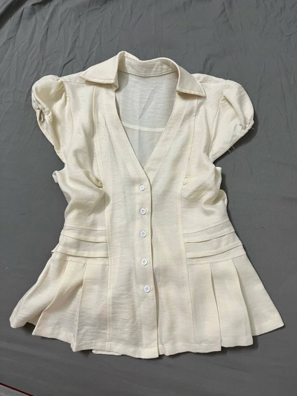 Cream Button Front Blouse